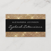 Black en Gold Elegant Sparkly Eyelash Extensions Visitekaartje (Voorkant)