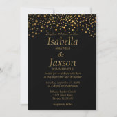Black en Gold Faux Foil Confetti Stippen Kaart (Voorkant)