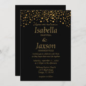 Black en Gold Faux Foil Confetti Stippen Kaart (Voorkant / Achterkant)