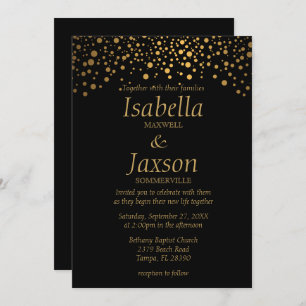 Black en Gold Faux Foil Confetti Stippen Kaart