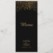 Black en Gold Faux Foil Confetti Stippen - Menu (Voorkant)