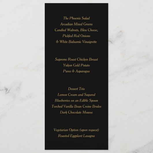 Black en Gold Faux Foil Confetti Stippen - Menu (Achterkant)