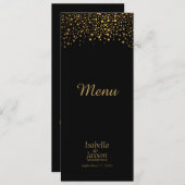 Black en Gold Faux Foil Confetti Stippen - Menu (Voorkant / Achterkant)