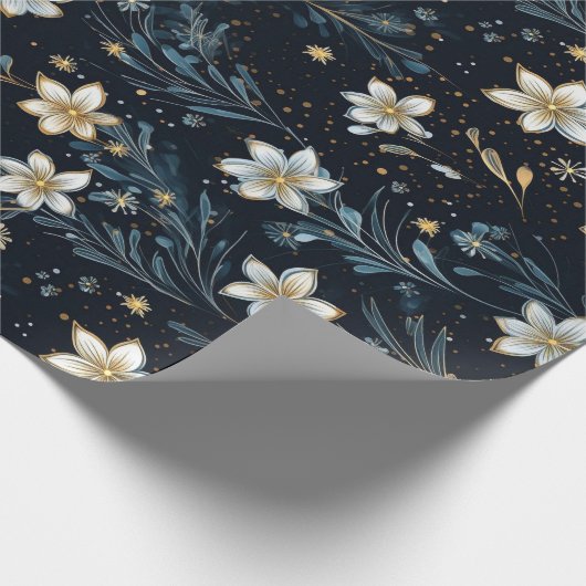 Black en Gold Floral Cadeaupapier (Hoek)
