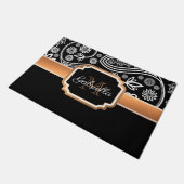 Black en Gold Floral Deurmat (Schuin)