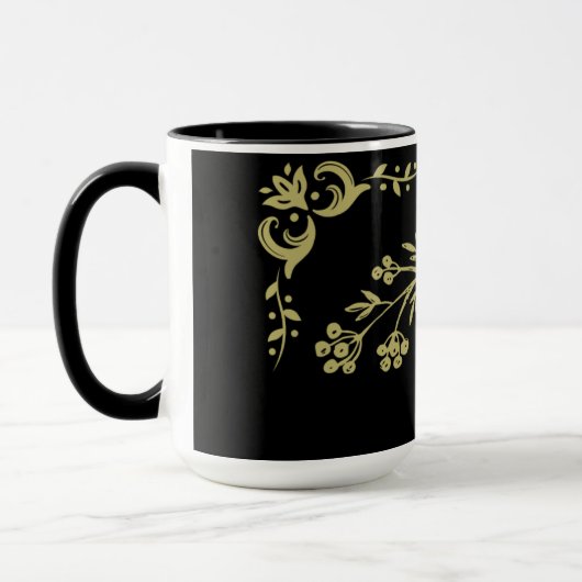 Black en Gold Floral Mok (Links)