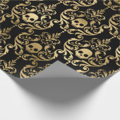 Black en Gold Halloween Damask Cadeaupapier (Hoek)