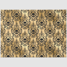 Black en Gold Halloween Damask Tissuepapier