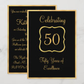 Black en Gold Invite Kaart (Voorkant / Achterkant)