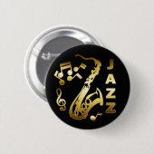 BLACK EN GOLD JAZZ RONDE BUTTON 5,7 CM (Voorkant /achterkant)