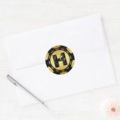 BLACK EN GOLD MONOGRAM LETTER H POKER CHIP RONDE STICKER (Envelop)