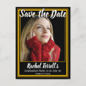 Black en Gold Save the Date Afstuderen Aankondigingskaart (Voorkant)