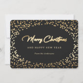 Black en Gold Snowy Feestdagenkaart (Voorkant)