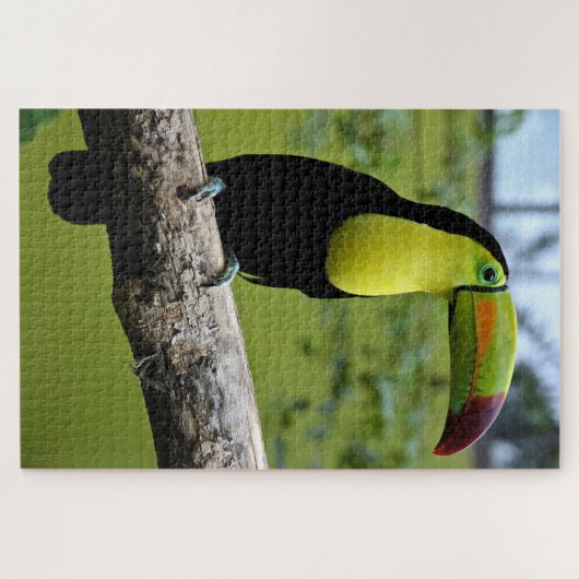 Black en Green Toucan op Tree Branch Legpuzzel (Horizontaal)