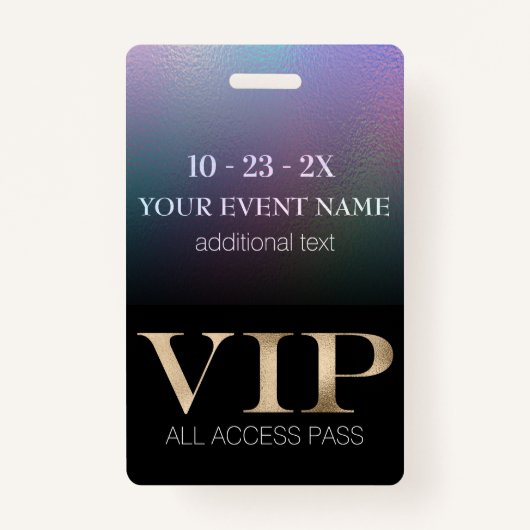 Black en Holographic Event VIP Pass Badge (Voorkant)