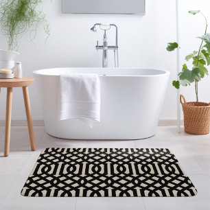 Black en Ivory Trellis Moderne bosbouw Badmat