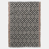 Black en Ivory Trellis | Moderne bosbouw Deken (Voorkant Verticaal)