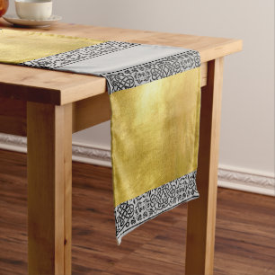 Black en Metallic Gold Table Runner Lange Tafelloper