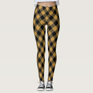 Black en Mustard Brown Buffalo Check Pset Leggings
