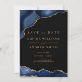 Black en Navy Gold Save the Date Kaart (Voorkant)