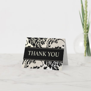 Black en Pearl Damask Bedankt voor je briefkaarten