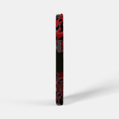 BLACK EN RED BURGUNDY DAMASK MONOGRAM, Ruby iPhone Hoesje (Rechterkant)
