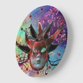 BLACK EN RED JESTER MASK Blue Masquerade Party Grote Klok (Hoek)