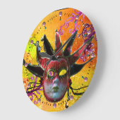 BLACK EN RED JESTER MASK Masquerade Party Yellow Grote Klok (Hoek)