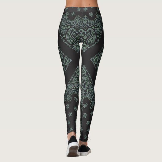 Black en Sage Bandana Boho Leggings (Achterkant)