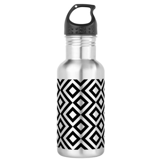 Black en Silver Meander Waterfles (Voorkant)