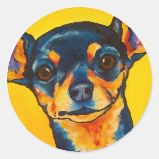 Black en Tan Chihuahua Ronde Sticker