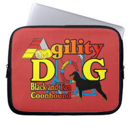 Black en Tan Coonhound Agility Laptop Sleeve