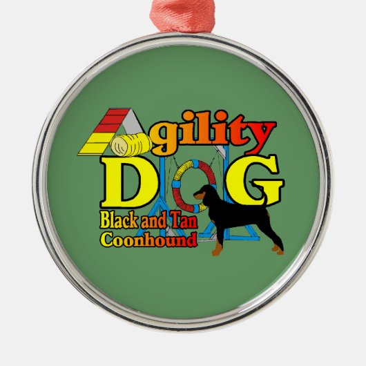 Black en Tan Coonhound Agility Metalen Ornament (Voorkant)