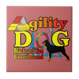 Black en Tan Coonhound Agility Tegeltje