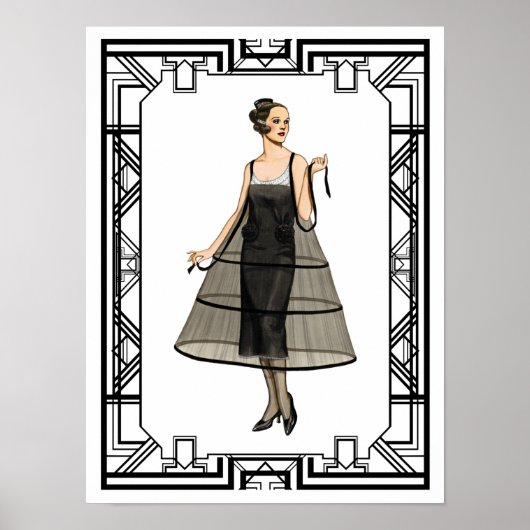 'Black' en 'White Flapper Evening Gown' Poster (Voorkant)