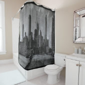 Black en White New York City Douchegordijn (In situ)