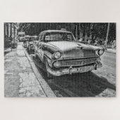  Black en White Taxi Street Scene Legpuzzel (Horizontaal)