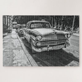 Black en White Taxi Street Scene Legpuzzel