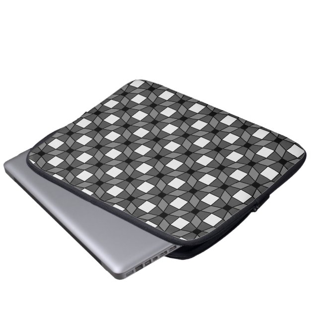 BLack- en White Wave Optical Illusion Pattern Laptop Sleeve (Voorkant onderkant)