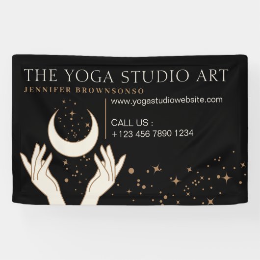 Black Energy Hands Mystic Moon Spiritueel Spandoek (Horizontaal)