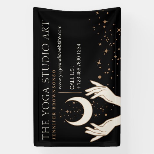 Black Energy Hands Mystic Moon Spiritueel Spandoek (Verticaal)