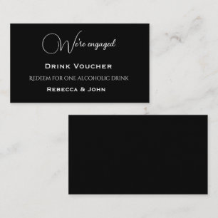 Black Engaged Party Drink Voucher Enclosure Card Visitekaartje