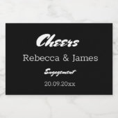 Black Engagement Party Cheers Favors Mini Sparkling Wijnetiket (Enkel label)
