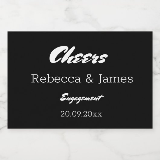 Black Engagement Party Cheers Favors Mini Sparkling Wijnetiket (Enkel label)