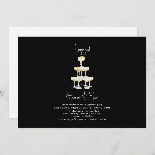 Black Engagement van Champagne Tower III Kaart (Voorkant / Achterkant)
