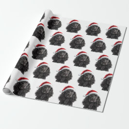 Black English Cocker Spaniel Dog with Santa Hat Cadeaupapier