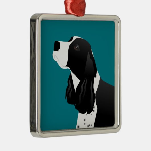 Black English Springer Spaniel Basic Breed Metalen Ornament (Rechts)