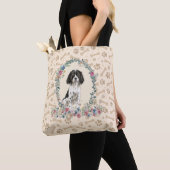Black English Springer Spaniel Dog Paw Print Cute Tote Bag (Dichtbij)