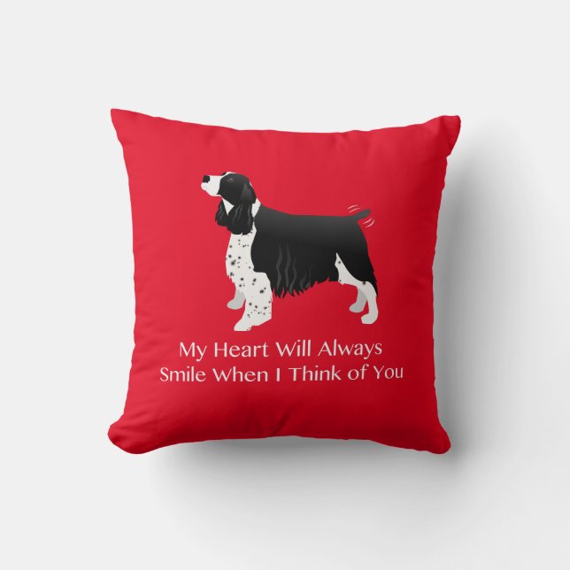 Black English Springer Spaniel Pet Memorial Pillow Kussen (Voorkant)