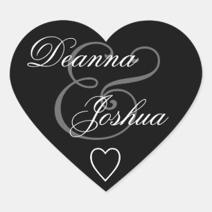 Black Envelope Seal Wedding Heart V10 Hart Sticker